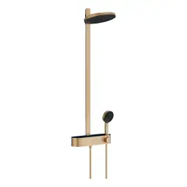 Душова система з термостатом Pulsify S Hansgrohe 24240140 Brushed Bronze — вид на білому тлі