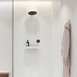 Душова система з термостатом Pulsify S Hansgrohe 24240700 White Matt — бічний ракурс
