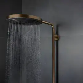 Душова система з термостатом Pulsify S Puro Hansgrohe 24222140 Brushed Bronze — бічний ракурс