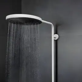 Душова система з термостатом Pulsify S Puro Hansgrohe 24222700 White Matt — бічний ракурс
