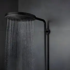 Душова система з термостатом Pulsify S Puro Hansgrohe 24223670 Matt Black — бічний ракурс