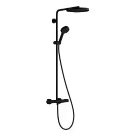 Душова система з термостатом Pulsify S Puro Hansgrohe 24236670 Matt Black — вид на білому тлі