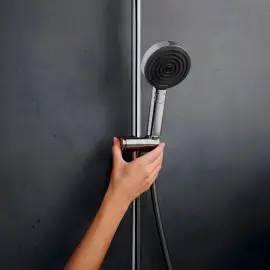 Душова система з термостатом Pulsify S Puro Hansgrohe 24237000 Chrome — вид ззаду