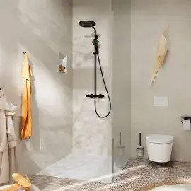 Душова система з термостатом Pulsify S Puro Hansgrohe 24237670 Matt Black — вид спереду