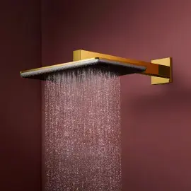 Верхній душ 1jet Raindance Alive Q Hansgrohe 24530990 Polished Gold Optic — бічний ракурс