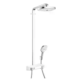 Душова система з термостатом Raindance Select E Hansgrohe 27126400 White / Chrome — вид спереду