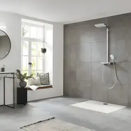 Душова система з термостатом Raindance Select E Hansgrohe 27127400 White / Chrome — вид ззаду