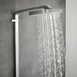 Душова система з термостатом Raindance Select E Hansgrohe 27127400 White / Chrome — в інтерʼєрі ванної кімнати