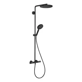Душова система з термостатом Raindance Select S Hansgrohe 27633670 Matt Black — вид на білому тлі