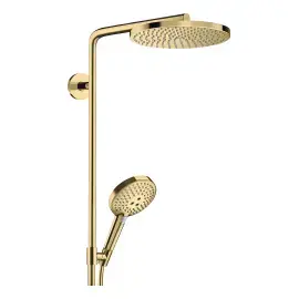 Душова система з термостатом Raindance Select S Hansgrohe 27633990 Polished Gold Optic — вид спереду