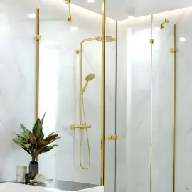 Душова система з термостатом Raindance Select S Hansgrohe 27633990 Polished Gold Optic — бічний ракурс