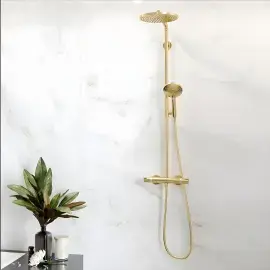 Душова система з термостатом Raindance Select S Hansgrohe 27633990 Polished Gold Optic — вид згори