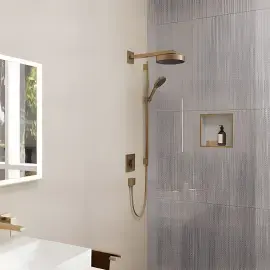Верхній душ 1jet Rainfinity Hansgrohe 26228140 Brushed Bronze — вид спереду