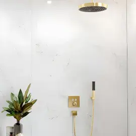 Верхній душ 1jet Rainfinity Hansgrohe 26231990 Polished Gold Optic — вид спереду