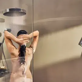 Душова система з термостатом Rainfinity Hansgrohe 26853000 Chrome — вид ззаду