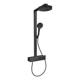 Душова система з термостатом Rainfinity Hansgrohe 28742670 Matt Black — вид на білому тлі