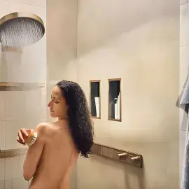 Термостат для душу RainSelect Hansgrohe 15384140 Brushed Bronze — бічний ракурс