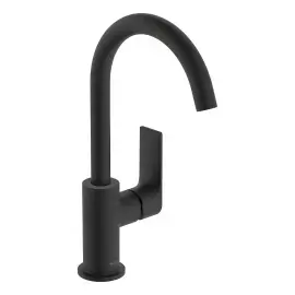 Змішувач для раковини Rebris E Hansgrohe 72576670 Matt Black — вид на білому тлі