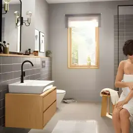Змішувач для раковини Rebris E Hansgrohe 72576670 Matt Black — бічний ракурс