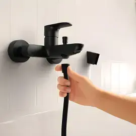 Змішувач для ванни Rebris S Hansgrohe 72440670 Matt Black — вид спереду