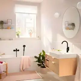 Змішувач для раковини Rebris S Hansgrohe 72536670 Matt Black — бічний ракурс