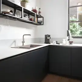 Кухонна мийка S51 S510-F635 Hansgrohe 43315380 Concrete Grey — бічний ракурс