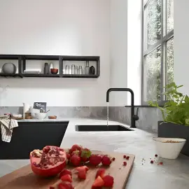 Кухонна мийка S51 S510-U450 Hansgrohe 43431170 Graphite Black — бічний ракурс