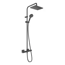 Душова система з термостатом Vernis Shape Hansgrohe 26097670 Matt Black — вид на білому тлі