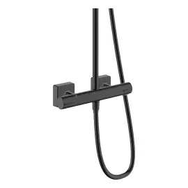 Душова система з термостатом Vernis Shape Hansgrohe 26097670 Matt Black — бічний ракурс