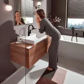 Змішувач для раковини Vivenis Hansgrohe 75032670 Matt Black — бічний ракурс