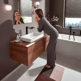Змішувач для раковини Vivenis Hansgrohe 75042670 Matt Black — бічний ракурс
