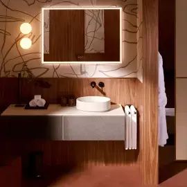 Умивальник Xuniva Evo S Hansgrohe 60323780 Sand Matt Beige — в інтерʼєрі ванної кімнати