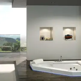 Ванна гідромасажна AURA CORNER CORIAN Jacuzzi AUR203K0A00+ 720206211 — бічний ракурс