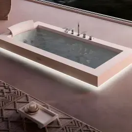 Ванна гідромасажна AURA UNO CORIAN Jacuzzi AUR103K0A00+720206301 — бічний ракурс