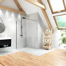 Душова стінка Walk-in Velio New Trendy D-0143B Black 100 х 200 см — вид спереду