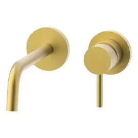 Змішувач для раковини настінний  Light вилив 178 мм Paffoni LIG006HGSP70 Brushed honey gold — вид на білому тлі