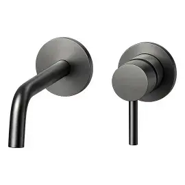 Змішувач для раковини настінний  Light вилив 178 мм Paffoni LIG006NKNSP70 Brushed Black Nickel — вид на білому тлі