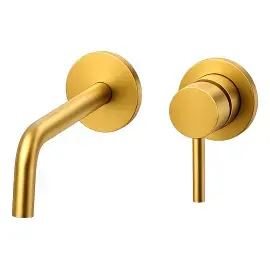 Змішувач для раковини настінний  Light вилив 248 мм Paffoni LIG007HGSP70 Brushed honey gold — вид на білому тлі