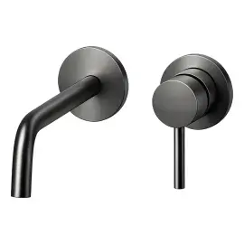 Змішувач для раковини настінний  Light вилив 248 мм Paffoni LIG007NKNSP70 Brushed Black Nickel — вид на білому тлі