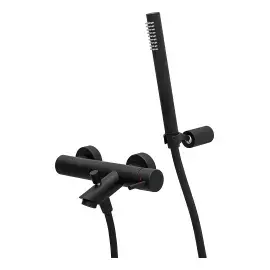 Змішувач для ванни  Light з регульованим душовим гарнітуром Paffoni LIG023NO Matt Black — вид на білому тлі