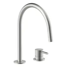 Змішувач для раковини  Light з донним клапаном Clic-Clac Paffoni LIG051KST Steel looking — вид на білому тлі