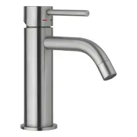 Змішувач для раковини  Light з донним клапаном Clic-Clac Paffoni LIG071KST Steel looking — вид на білому тлі