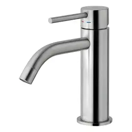 Змішувач для раковини  Light з донним клапаном Clic-Clac Paffoni LIG071KST Steel looking — бічний ракурс
