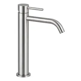 Змішувач для раковини високий Light з донним клапаном Clic-Clac Paffoni LIG081KST Steel looking — вид на білому тлі