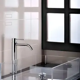 Змішувач для раковини високий  Light з донним клапаном Paffoni LIG085CR Chrome — вид спереду