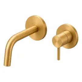 Змішувач для раковини настінний  Light вилив 123 мм Paffoni LIG104HGSP Brushed honey gold — вид на білому тлі