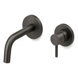 Змішувач для раковини настінний  Light вилив 123 мм Paffoni LIG104NKNSP Brushed Black Nickel — вид на білому тлі