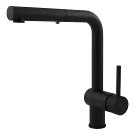 Змішувач для кухні з витяжним виливом  Light Paffoni LIG285NO-MET Matt Black — вид спереду
