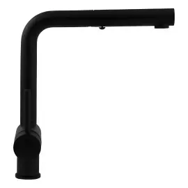 Змішувач для кухні з витяжним виливом  Light Paffoni LIG285NO-MET Matt Black — бічний ракурс