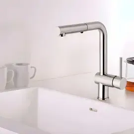 Змішувач для кухні з витяжним виливом  Light Paffoni LIG285ST-MET Steel looking — вид згори
